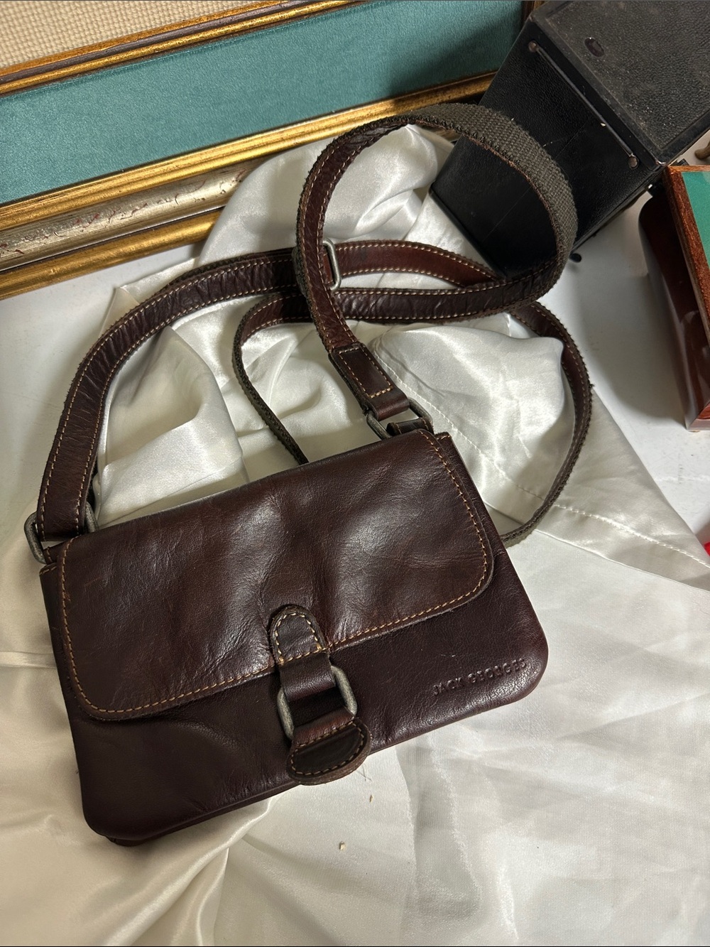 Jack Rogers Dark Brown Leather Messenger Crossbody